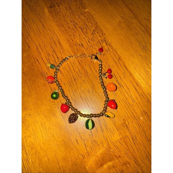🍒Piper K Multi Fruit Charm Adjustable Charm Bracelet with Gold Bead Chain NWOB - Picture 6 of 6